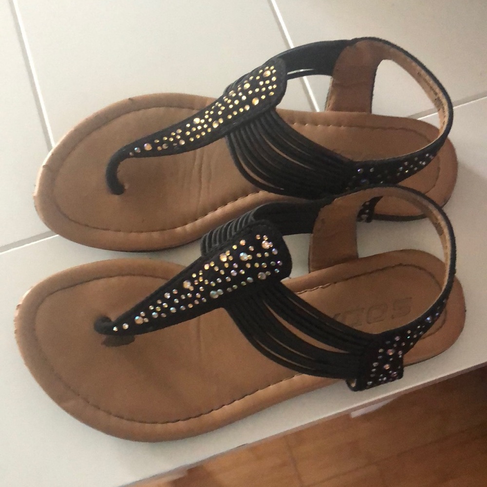Girls black sparkly sandals